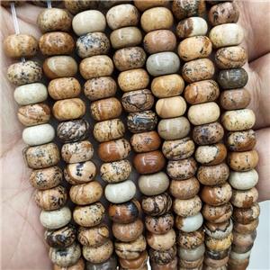 Natural Picture Jasper Beads Smooth Rondelle, approx 8mm