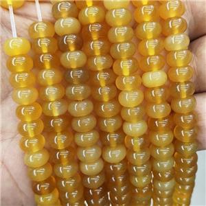 Natural Agate Beads Golden Dye Smooth Rondelle, approx 8mm