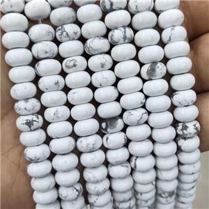White Howlite Turquoise Beads Smooth Rondelle, approx 8mm