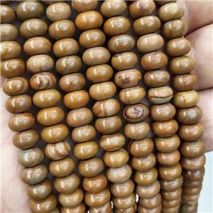 Brown Wood Lace Jasper Beads Smooth Rondelle, approx 8mm