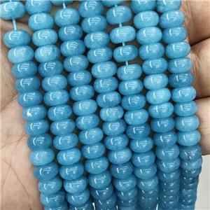 Jade Beads Teal Dye Smooth Rondelle, approx 8mm