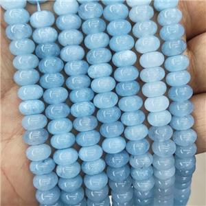 Jade Beads Blue Dye Smooth Rondelle, approx 8mm