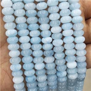 Jade Beads Lt.blue Dye Smooth Rondelle, approx 8mm
