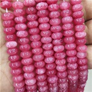 Jade Beads Pink Dye Smooth Rondelle, approx 8mm