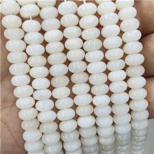 Jade Beads Beige Dye Smooth Rondelle, approx 8mm