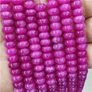 Jade Beads Hotpink Dye Smooth Rondelle, approx 8mm