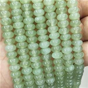 Jade Beads Lt.green Dye Smooth Rondelle, approx 8mm