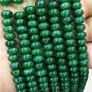 Jade Beads DeepGreen Dye Smooth Rondelle, approx 8mm