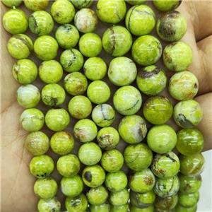 Natural Olive Opal Beads Smooth Round B-Grade, approx 8mm dia