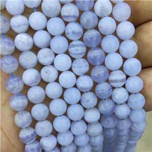 Natural Blue Lace Agate Beads Smooth Round, approx 6mm dia