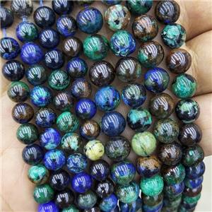 Natural Azurite Beads Blue Green Smooth Round, approx 4mm dia