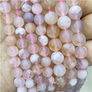 Natural Cherry Agate Beads Sakura Pink Smooth Round, approx 8mm dia