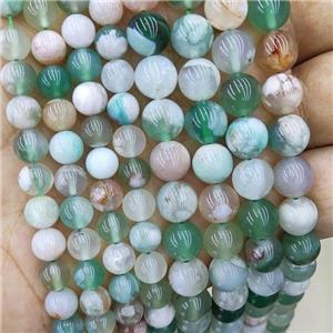 Natural Cherry Agate Beads Sakura Green Dye Smooth Round, approx 8mm dia