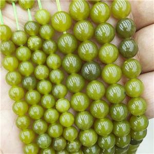 Natural Lemon Jade Beads Olive Smooth Round, approx 6mm dia