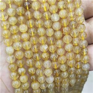Natural Golden Rutilated Quartz Beads Smooth Round, approx 4mm dia