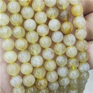 Natural Golden Rutilated Quartz Beads Smooth Round, approx 4mm dia