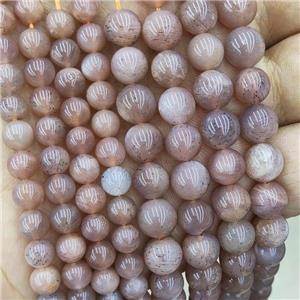 Natural Peach Sunstone Beads Smooth Round, approx 8mm dia