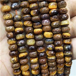 Natural Tiger Eye Stone Beads Faceted Rondelle, approx 8mm