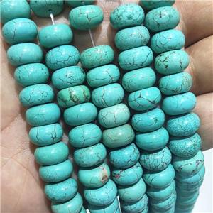 Teal Magnesite Turquoise Beads Smooth Rondelle, approx 6x10mm