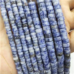 Blue Dalmatian Jasper Heishi Beads, approx 3x6mm