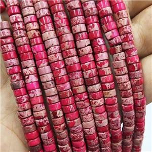 Imperial Jasper Heishi Beads Red, approx 3x6mm