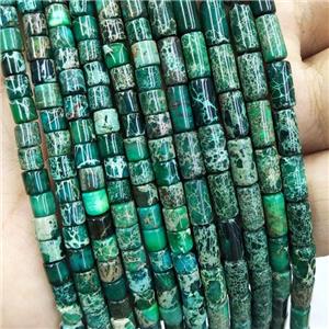 Green Imperial Jasper Tube Beads, approx 4x8mm