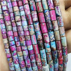 Imperial Jasper Tube Beads Multicolor, approx 4x4mm