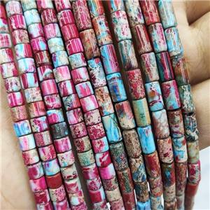 Imperial Jasper Tube Beads Column Multicolor, approx 4x4mm