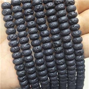 Black Lava Rock Stone Beads Rondelle, approx 5x8mm