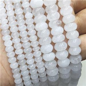 White Quartzite Jade Beads Smooth Rondelle, approx 5x8mm