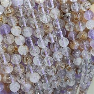 Natural Purple Rutilated Quartz Beads Smooth Round, approx 8mm
