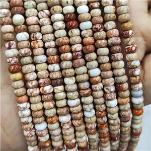 White Imperial Jasper Rondelle Beads Smooth, approx 3x4mm