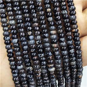 Black Imperial Jasper Beads Smooth Rondelle, approx 3x4mm