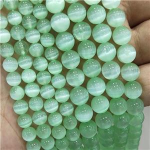 Natural Selenite Beads Green Dye Smooth Round, approx 8mm dia