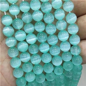 Natural Selenite Beads Teal Dye Smooth Round, approx 8mm dia