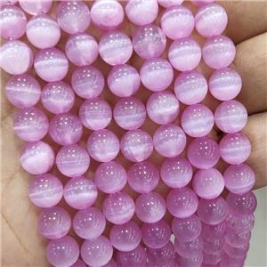 Natural Selenite Beads Pink Dye Smooth Round, approx 8mm dia