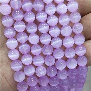 Natural Selenite Beads Lavender Dye Smooth Round, approx 10mm dia