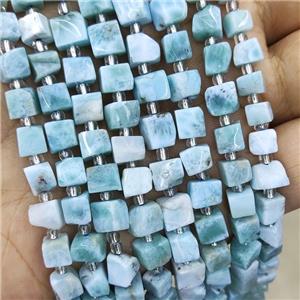 Natural Larimar Beads Cube Blue, approx 7mm