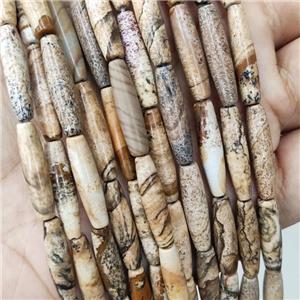 Natural Picture Jasper Rice Beads, approx 5x20mm, 20pc per st