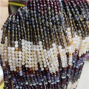Natural Gemstone Beads Mixed Faceted Round Tiny, approx 4mm