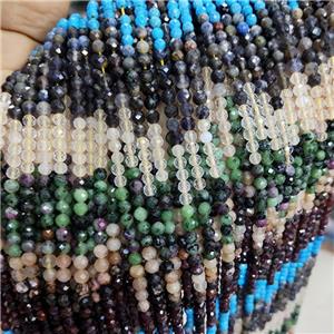 Natural Mixed Gemstone Beads Micro Faceted Round, approx 4mm