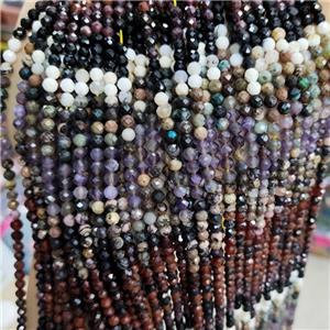Natural Mixed Gemstone Beads Seed Faceted Round, approx 4mm