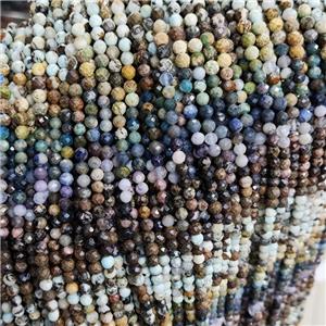 Natural Mixed Gemstone Beads Tiny Faceted Round, approx 4mm
