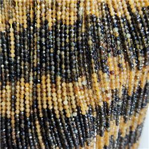 Natural Tourmaline Beads Yellow Black Faceted Round, approx 3mm