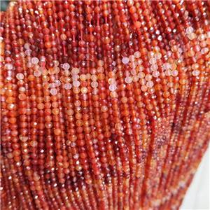 Natural Red Carnelian Agate Beads Faceted Round, approx 2mm