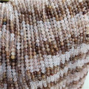 Natural Rutilated Quartz Beads Coffee Faceted Round, approx 4mm