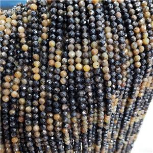 Natural Corundum Beads Yellow Black Faceted Round, approx 4mm