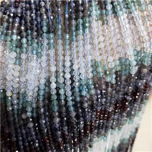 Natural Gemstone Beads Mixed Faceted Round, approx 4mm