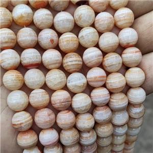 Natural Stripe Agate Beads Band Peach Dye Smooth Round, approx 10mm dia