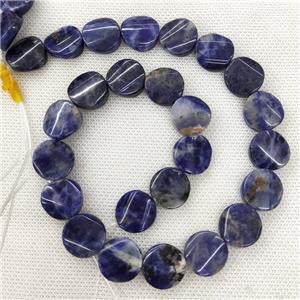 Natural Blue Sodalite Beads Coin Twist, approx 16mm
